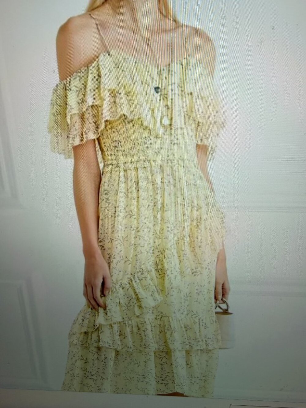 Ulla Johnson Penninah Cold-Shoulder Silk Midi Dress Yellow Floral sz2